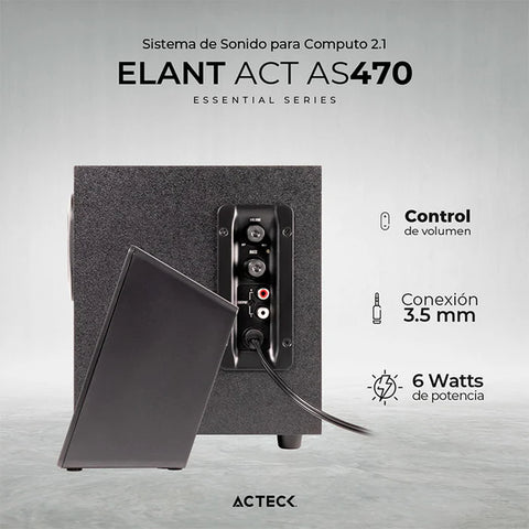 Bocinas 2.1 Acteck Subwoofer Elant As470 Alambrico Negro (AC-935241)