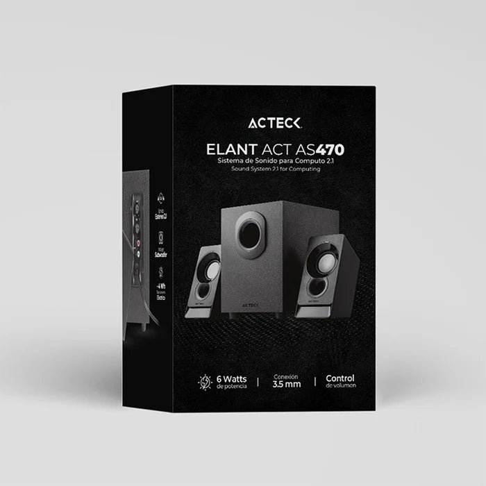 Bocinas 2.1 Acteck Subwoofer Elant As470 Alambrico Negro (AC-935241)