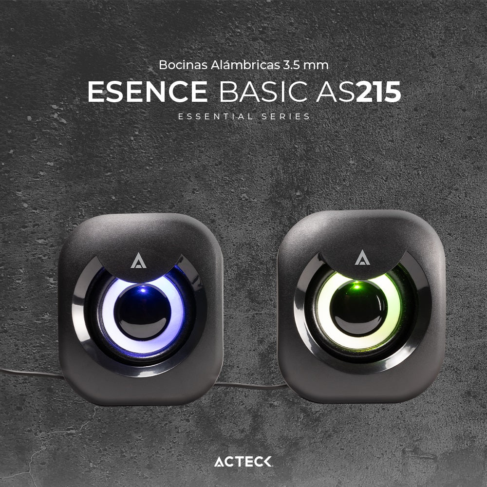Bocinas Acteck Esence Basic As215, usb, Iluminación Led - Negro