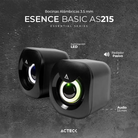 Bocinas Acteck Esence Basic As215, usb, Iluminación Led - Negro