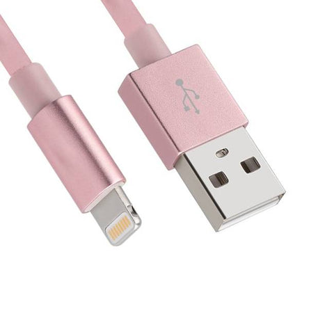 Cable USB A a LIGHTNING - color rosa. 1 metro de largo. Alta resistencia de materiales y carga rápida DB-G-USBLR