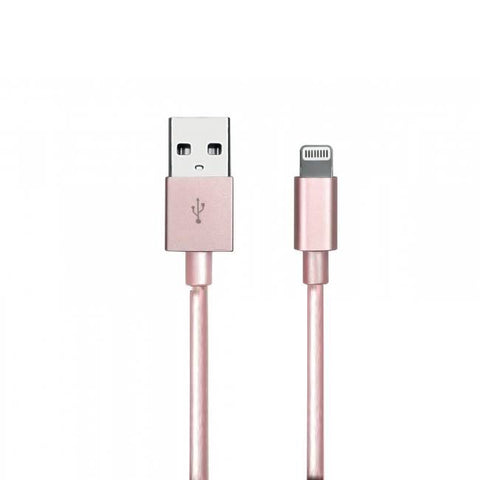 Cable USB A a LIGHTNING - color rosa. 1 metro de largo. Alta resistencia de materiales y carga rápida DB-G-USBLR