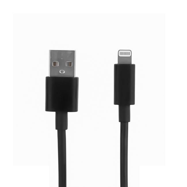 Cable USB A a LIGHTNING - color negro. 1 metro de largo. Alta resistencia de materiales y carga rápida DB-G-USBLN