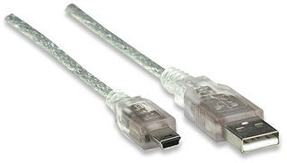 Cable USB 2.0 - A macho a Mini-B macho, 480 Mbps, 1.8 m, Plateado translúcido - 333412