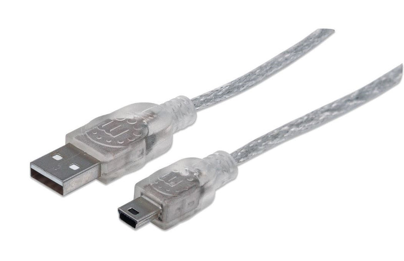 Cable USB 2.0 - A macho a Mini-B macho, 480 Mbps, 1.8 m, Plateado translúcido - 333412