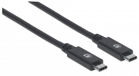 Cable USB Tipo C MANHATTAN USB-C macho a USB-C macho - USB C, USB C, Macho/Macho, 1 m, Negro