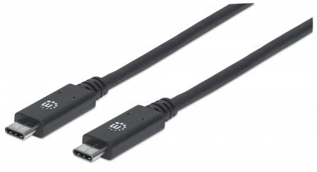 Cable USB Tipo C MANHATTAN USB-C macho a USB-C macho - USB C, USB C, Macho/Macho, 1 m, Negro