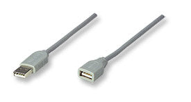 Cable de Extensión USB Macho-Hembra de 3.0m Color Gris; Velocidad máxima de hasta 12 Mbps. - 317238