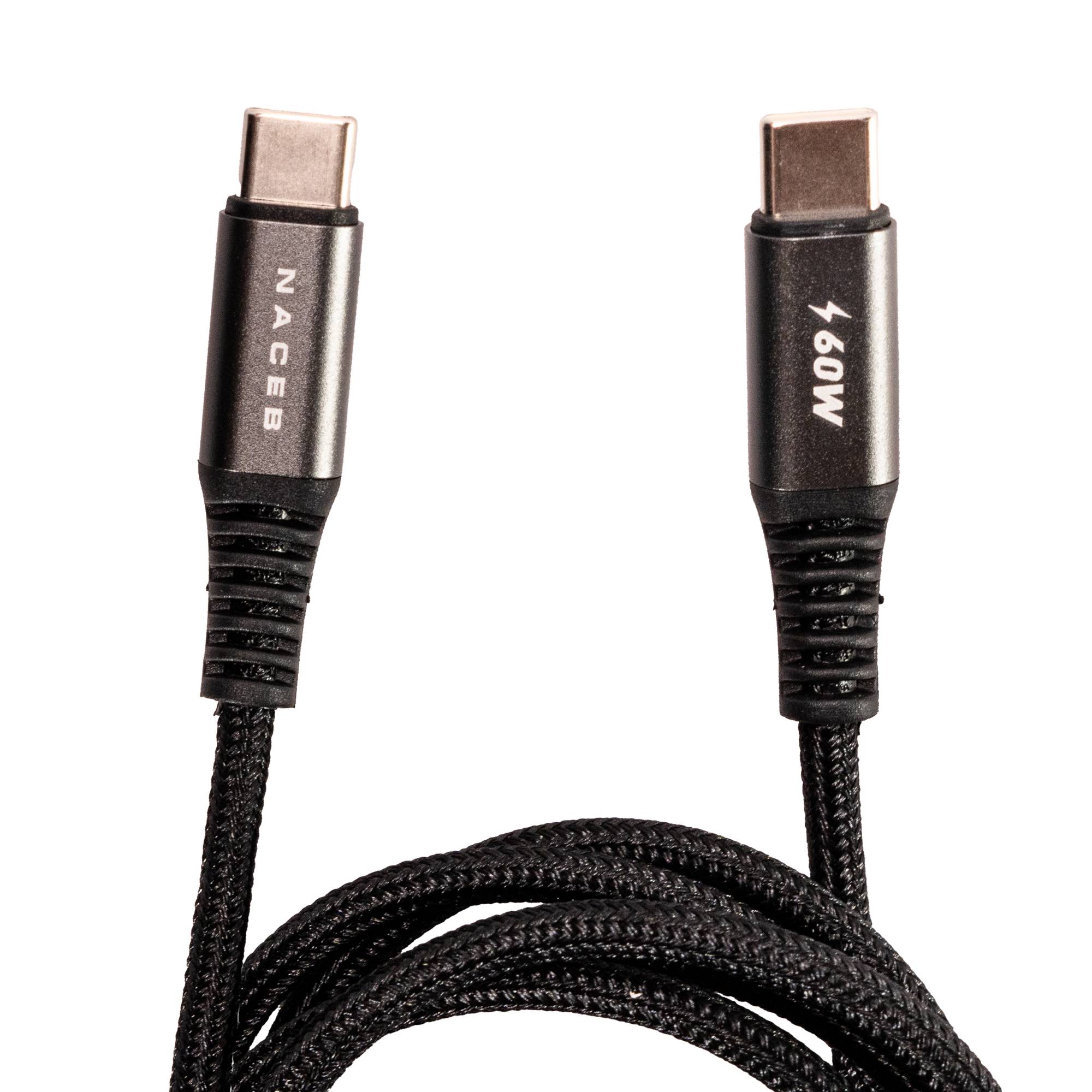 Cable Tipo-C Naceb AC 60W 1M Carga Rápida y Transmisión de Datos