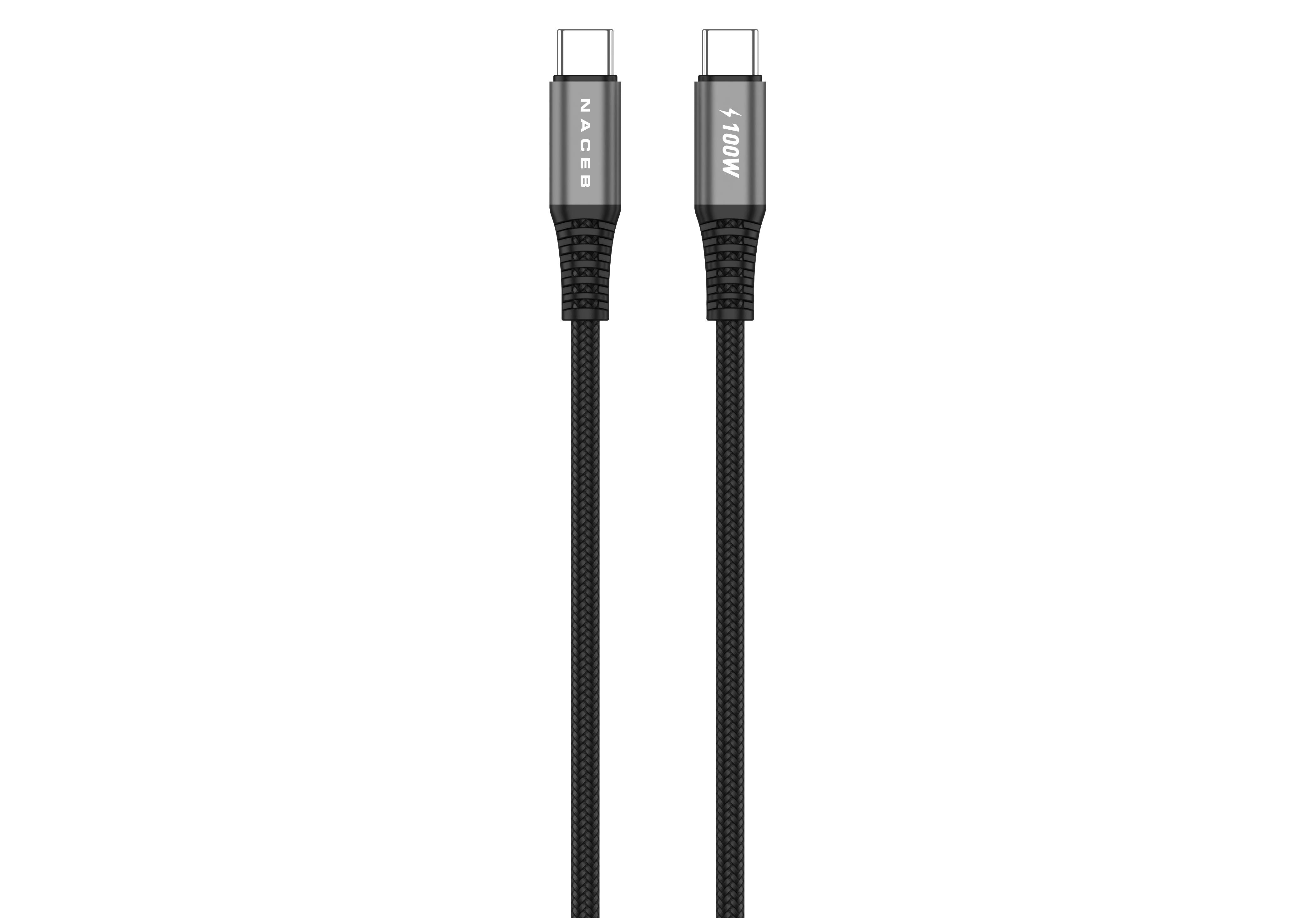 Cable Tipo-C a Tipo-C Naceb NA-0141 | Carga Cero Interrupciones 100W | Carga Ultra Rápida para Laptops y Celulares