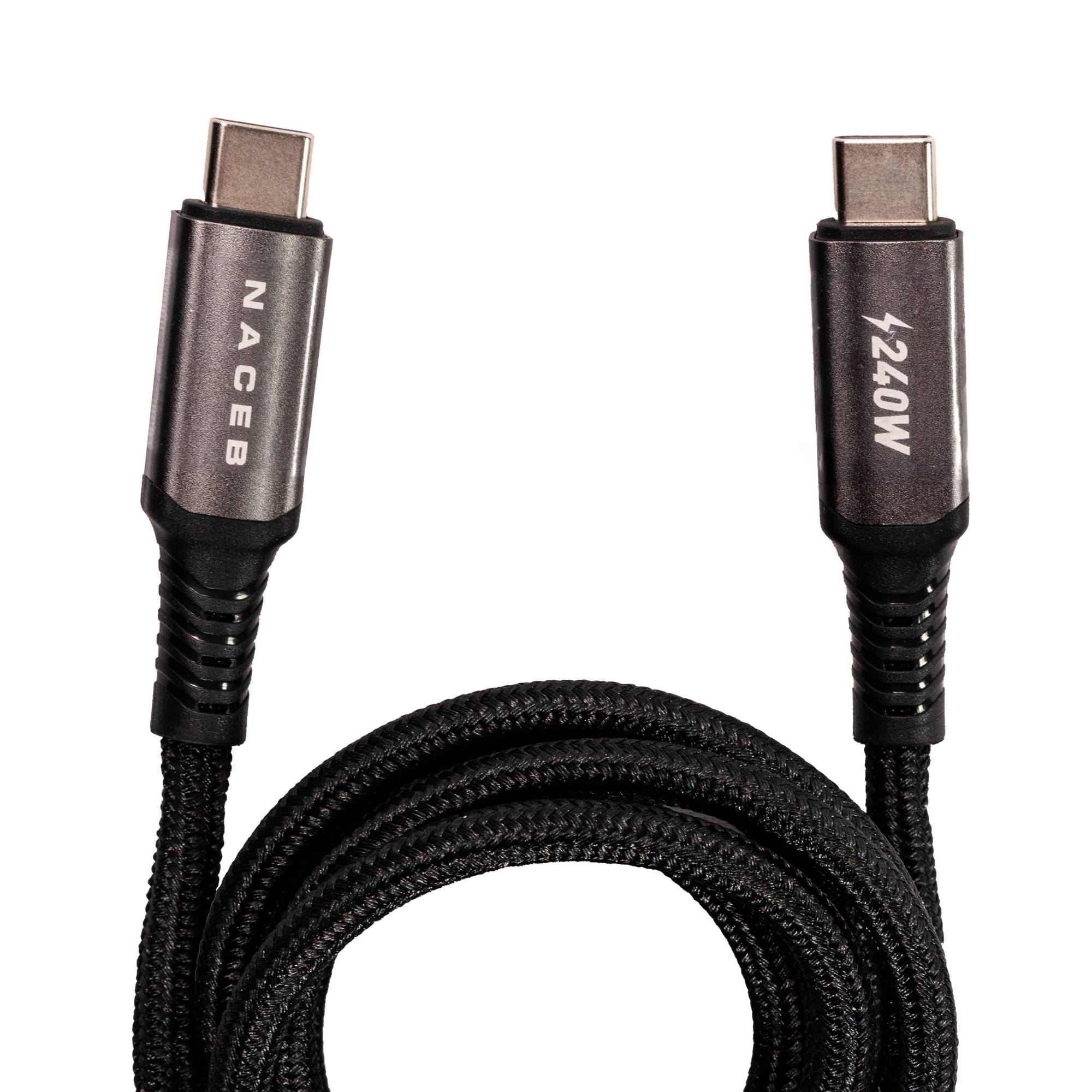 Cable Tipo-C a Tipo-C Naceb NA-0142 1m | Potencia Extrema de 240W | Máxima Velocidad de Carga y Transferencia