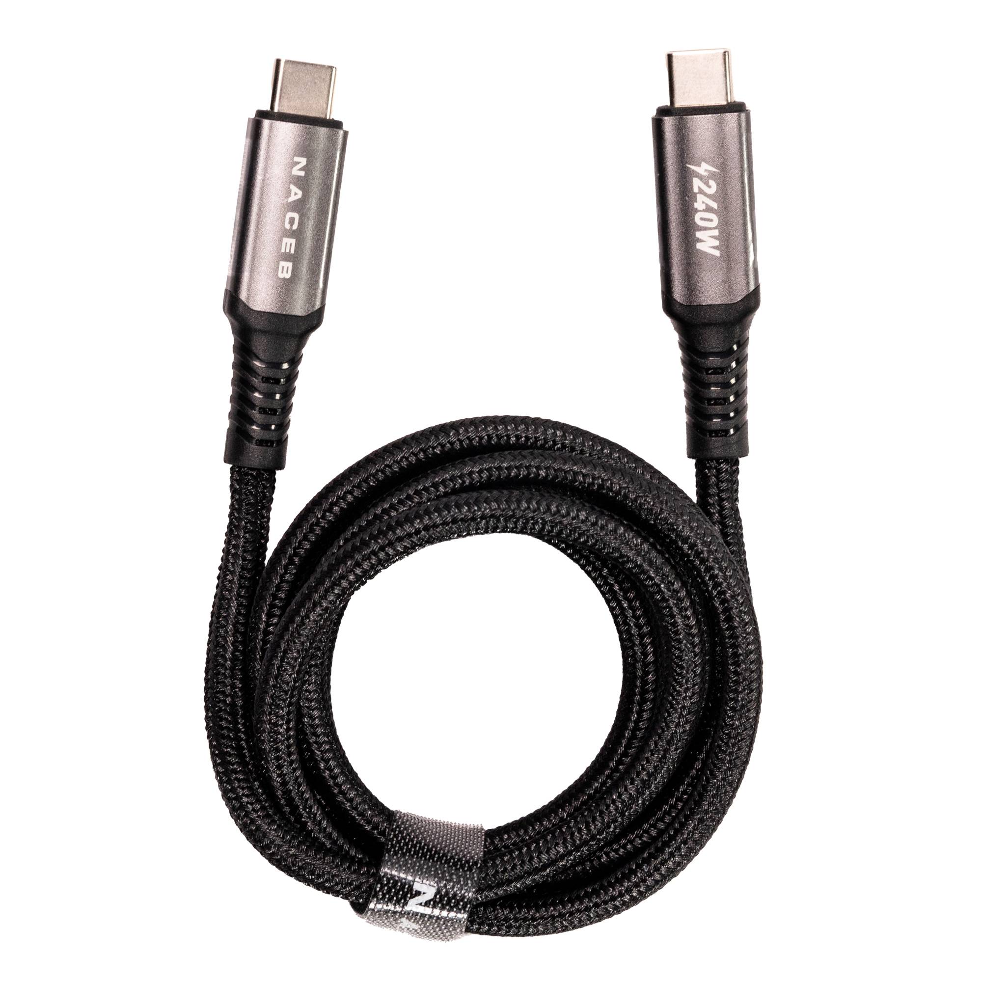 Cable Tipo-C a Tipo-C Naceb NA-0142 1m | Potencia Extrema de 240W | Máxima Velocidad de Carga y Transferencia