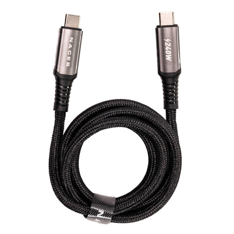 Cable Tipo-C a Tipo-C Naceb NA-0142 1m | Potencia Extrema de 240W | Máxima Velocidad de Carga y Transferencia