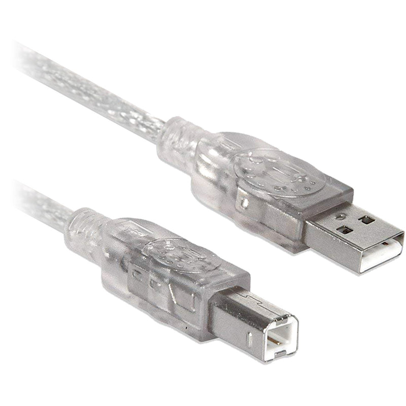 Cable USB A a B - V2.0 Para impresora universal, Alta velocidad, Plateado translucido, 4.5 m, 102366 BROBOTIX