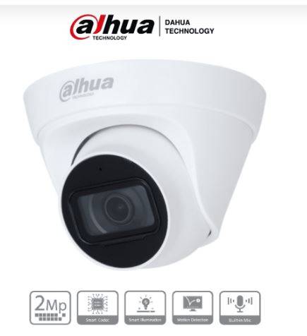 IPC-HDW1230T1-A-S5 - Cámara IP Domo de 2 Megapíxeles, Lente de 2.8 mm, 102 Grados de Apertura, Microfono Integrado, IR de 30 Metros, IP67, PoE, DWDR 