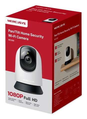 Cámara WiFi Pan/Tilt Mercusys MC210 - Movimiento Horizontal/Vertical y Alta Definición - Seguridad Automatizada para el Hogar - Nuevo