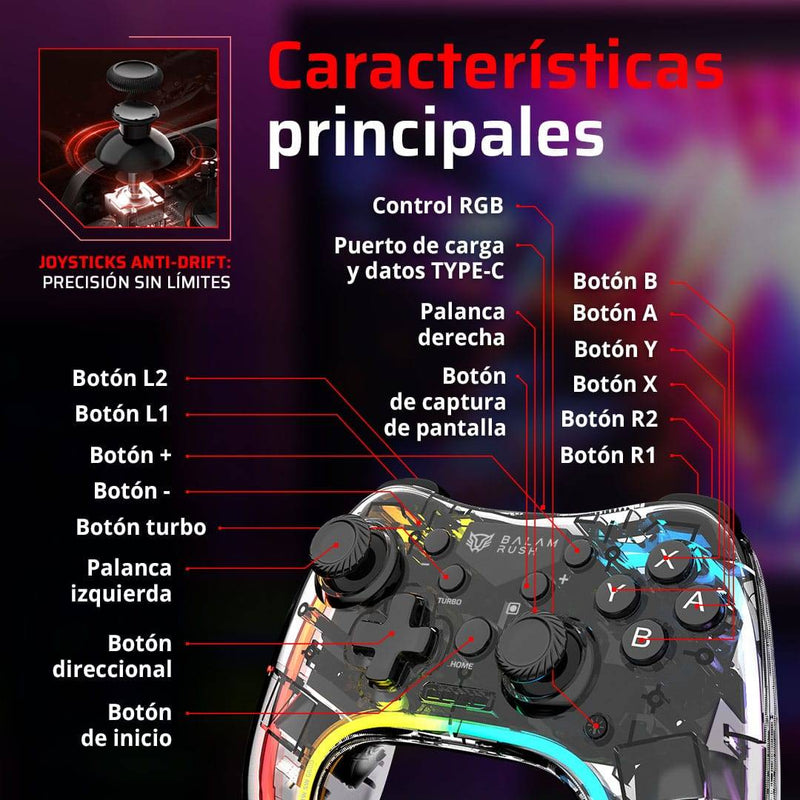 Gamepad Inalámbrico Kontrol Glow SWG600 BALAMRUSH AZENDER SERIES