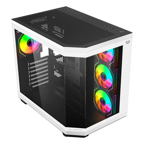 Gabinete Balam Rush Med Tor Tank 9600 Usb 3.0, 4 Ventiladores Argb, Blanco/Negro (Br-938693)