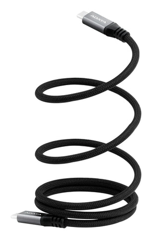 Cable Adata Usb-C A Usb-C 100Cm Nailon 4K Negro (CACCU3-100W-100AN-BK)