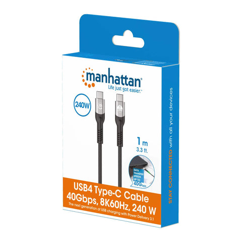 Cable Manhattan Usb-C V4 Thunderbolt4 C-C 1.0M 8K 240W (356374)