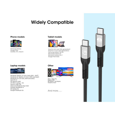 Cable Manhattan Usb-C V4 Thunderbolt4 C-C 1.0M 8K 240W (356374)