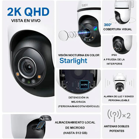 Camara Inteligente Wi-Fi Tp-Link,  Vigilancia 360º , Tapo C520WS