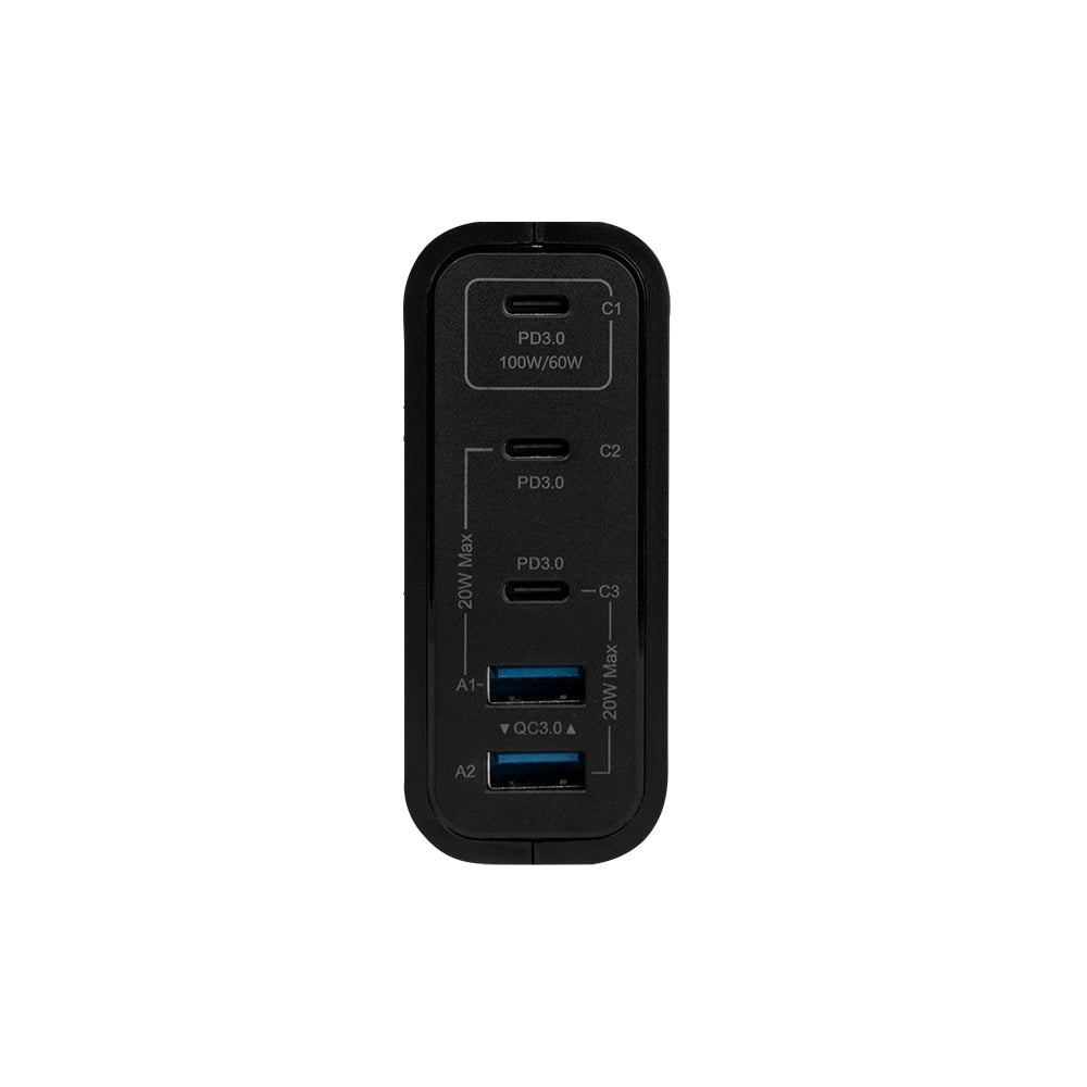 Cargador De Pared Vorago Tipo Con 100W, 5 Puertos, Quick Charge 3.0, Color Negro (Au-600)