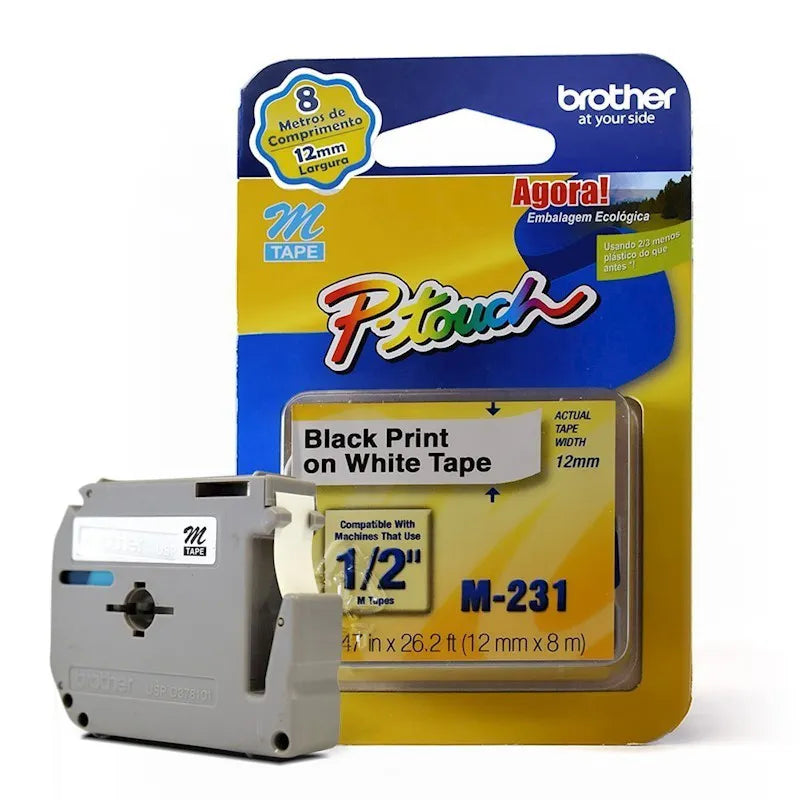 Cinta Brother M231 Negro Con Blanco 12mm X 8m Pt85 100/110