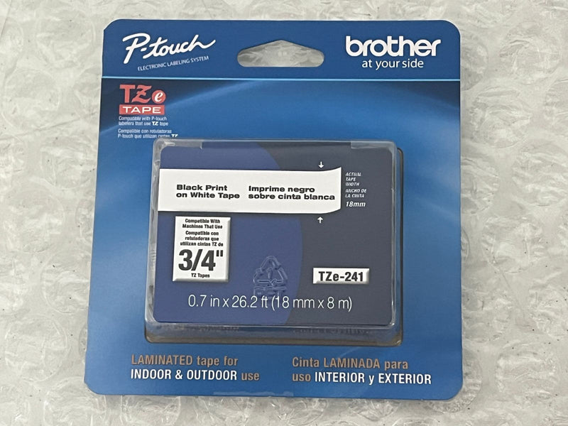 Cinta Laminada Brother Tze241 Negro Sobre Blanco 18mm