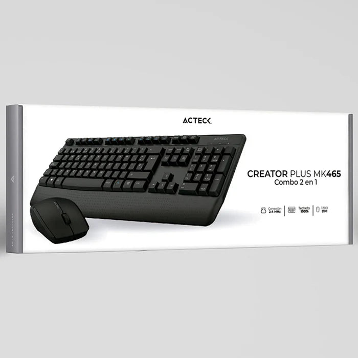 Combo 2-1 Acteck Creator Mk465 Inalambrico 2.4 Ghz, Usb, Negro (Ac-936354)