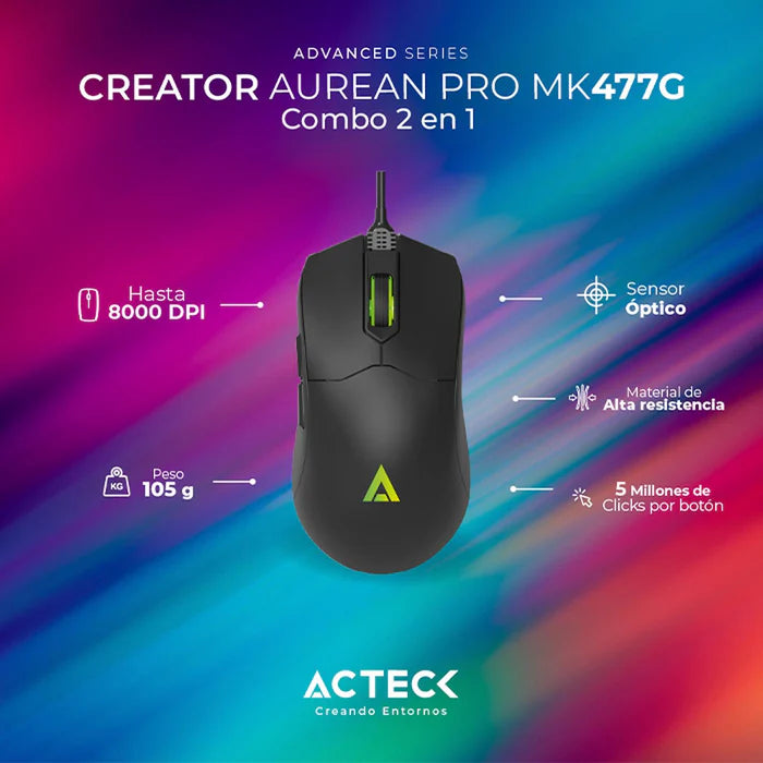 Combo Acteck 2 En 1 Alamrico Aurean Mk477G Diseño Gamer AC-936750