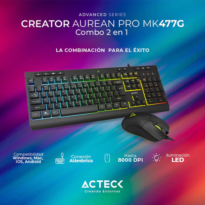 Combo Acteck 2 En 1 Alamrico Aurean Mk477G Diseño Gamer AC-936750