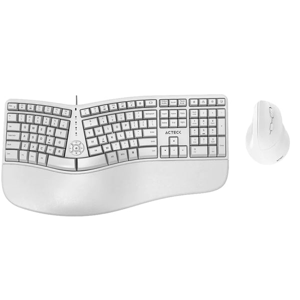 Combo Dos en 1, Teclado y Mouse Acteck Fitt Mk770 Ergonómico, Inalámbrico, Usb, Blanco (AC-936255)