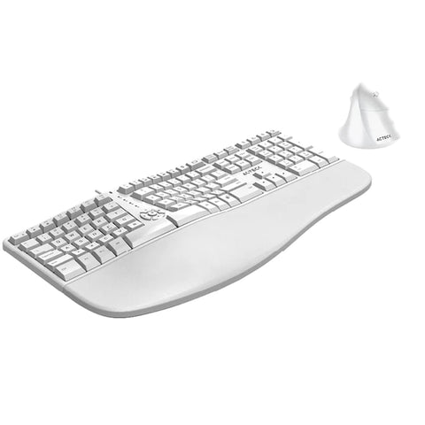 Combo Dos en 1, Teclado y Mouse Acteck Fitt Mk770 Ergonómico, Inalámbrico, Usb, Blanco (AC-936255)