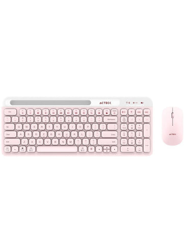 Combo Acteck Silk Mk720 2-1 Ergonomico, Inalambrico Usb, Rosa (AC-936279)