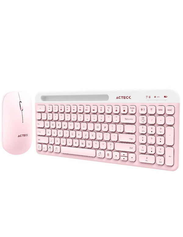 Combo Acteck Silk Mk720 2-1 Ergonomico, Inalambrico Usb, Rosa (AC-936279)