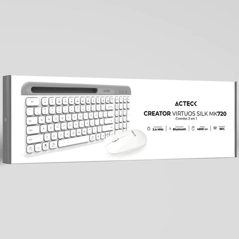 Combo Acteck Silk Mk720 2-1 Ergonomico, Inalambrico, Usb, Blanco (AC-936262)