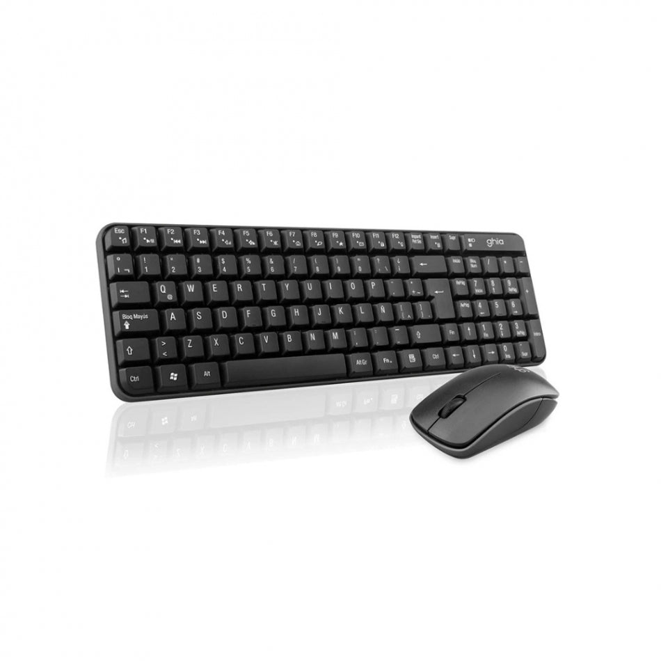 Combo Teclado Multimedia Y Mouse Optico Ghia, Gt4000Bb, Inalambrico, Receptor Usb, Negro