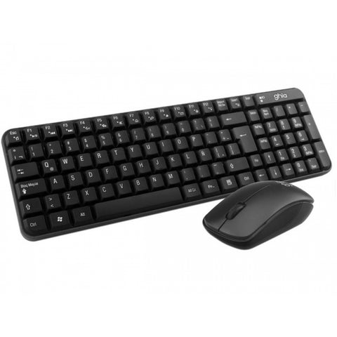 Combo Teclado Multimedia Y Mouse Optico Ghia, Gt4000Bb, Inalambrico, Receptor Usb, Negro
