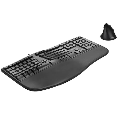 Combo Teclado y Mouse Acteck Virtuos Fitt Mk770, Inalámbrico, Ergonómico, Usb C,  Negro (AC-936248)