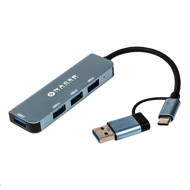 Concentrador Hub Naceb  Usb-C/A A 4 Puertos Usb 3.0 NA-0126