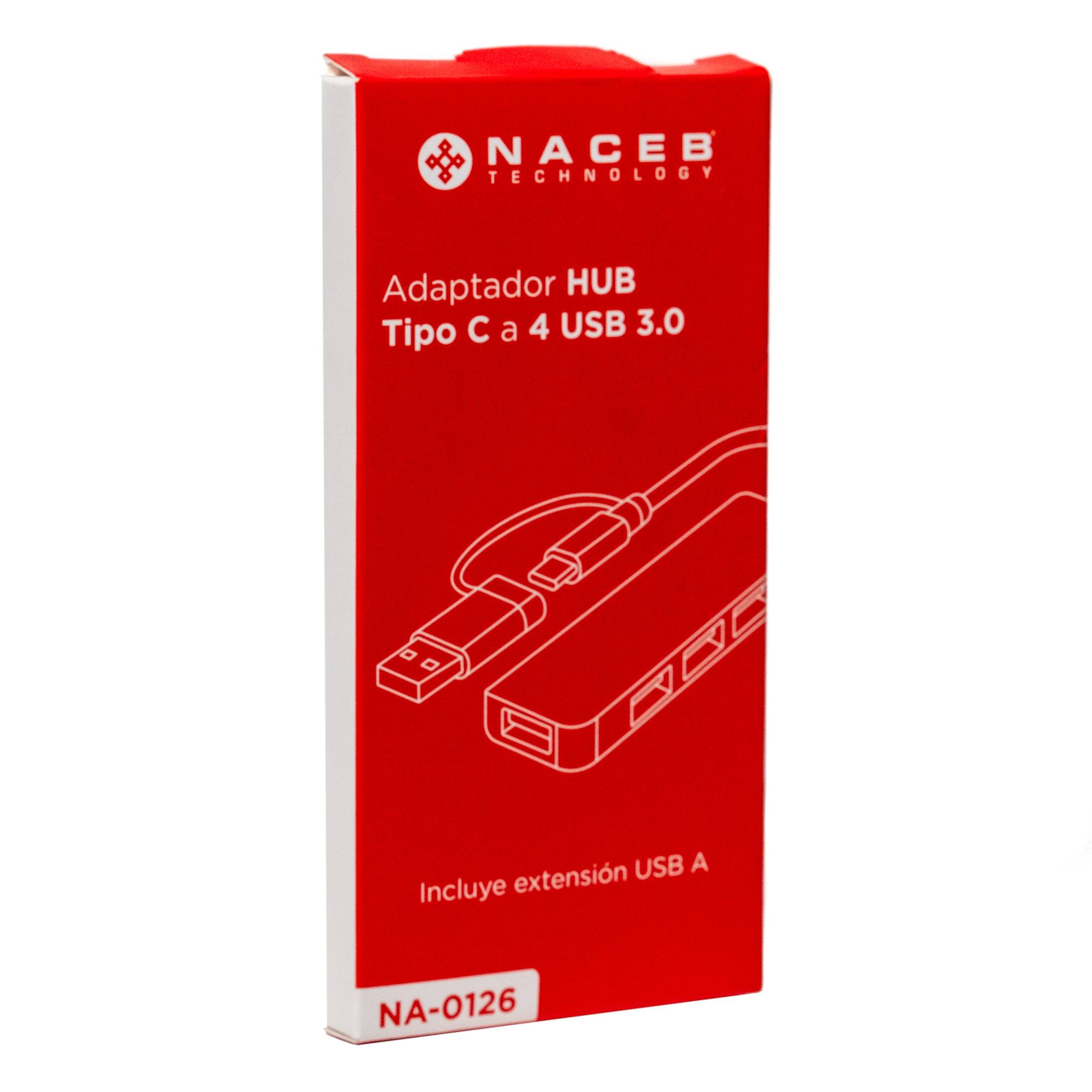 Concentrador Hub Naceb  Usb-C/A A 4 Puertos Usb 3.0 NA-0126