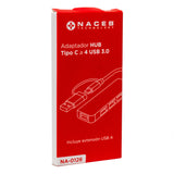 Concentrador Hub Naceb  Usb-C/A A 4 Puertos Usb 3.0 NA-0126