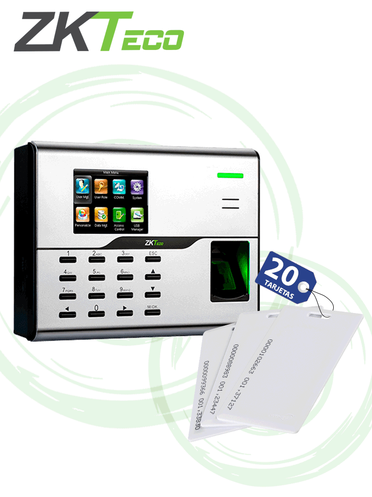 Control De Acceso Y Asistencia Zkteco Simple Con 20 Tarjetas (UA860IDCARD-PAK)