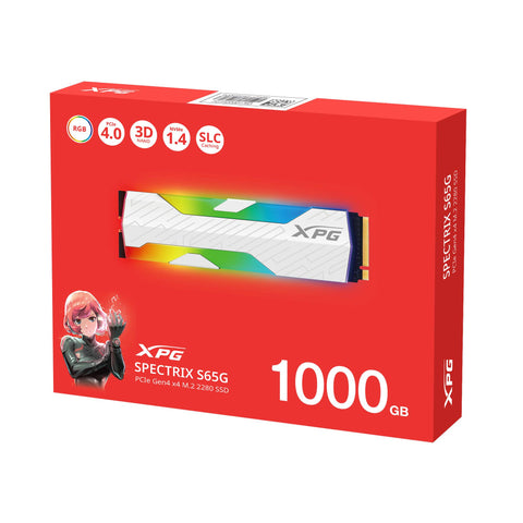 SSD M.2 NVMe ADATA XPG Spectrix S65G 1TB - PCIe Gen4 x4 hasta 6,000 MB/s - Máxima Velocidad con Estilo RGB - Nuevo