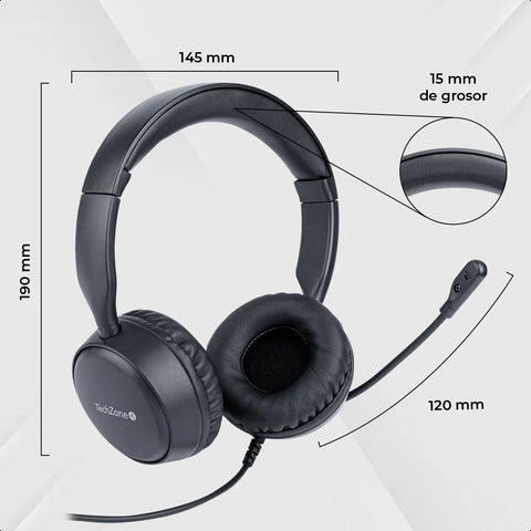 DIADEMA TECHZONE TZACDII02 ALAMBRICA USB SONIDO ESTEREO MANOS LIBRES NEGRO