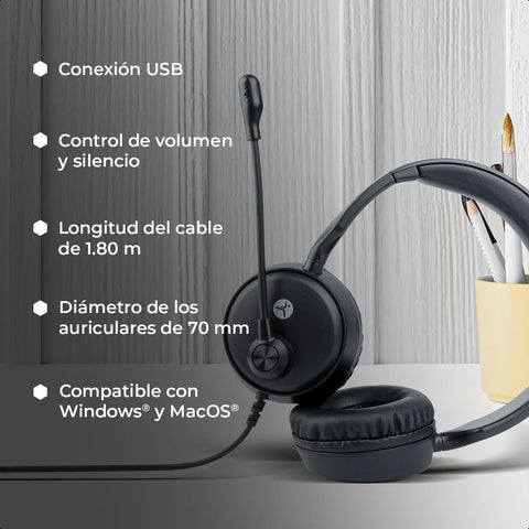 DIADEMA TECHZONE TZACDII02 ALAMBRICA USB SONIDO ESTEREO MANOS LIBRES NEGRO