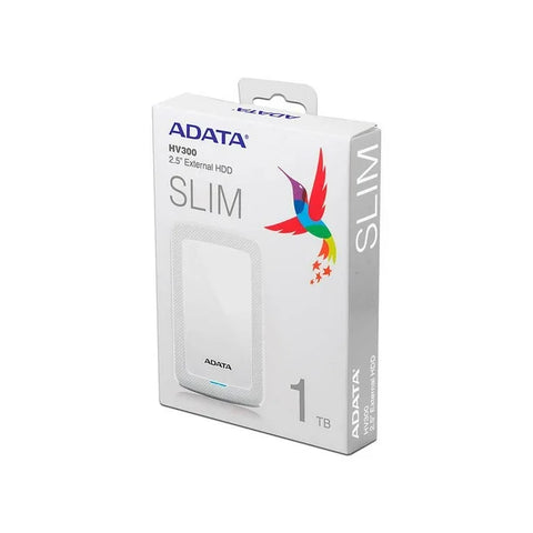 DISCO DURO EXTERNO ADATA HV300 1TB PORTATIL 2.5 USB 3.2 WINDOWS MAC LINUX DASHDRIVE SLIM COLOR BLANCO (AHV300-1TU31-CWH)