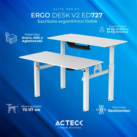 Escritorio Ergonomico Acteck Doble Ajuste Ergodesk V2 Ed727 Blanco