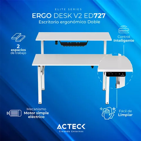 Escritorio Ergonomico Acteck Doble Ajuste Ergodesk V2 Ed727 Blanco